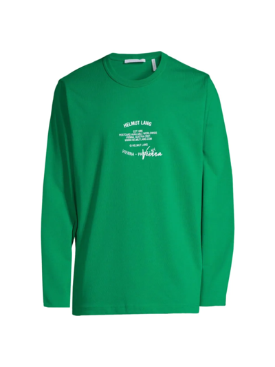 Shop Helmut Lang Men's Vienna Logo Long-sleeve Shirt In Kelly Green