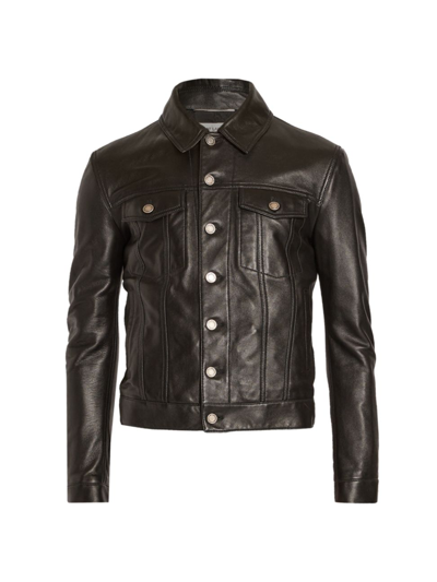 Shop Saint Laurent Men's Classic Leather Jacket In Black