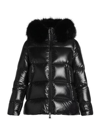 Shop Moncler Women's Laiche Down Faux Fur-trim Parka In Black