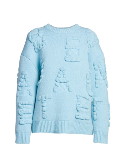 Shop Bottega Veneta Women's Alphabet Knit Sweater In Pale Blue