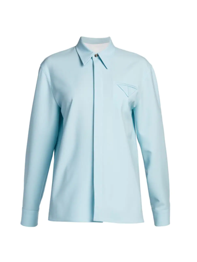 Shop Bottega Veneta Women's Twill Pocket Shirt In Pale Blue
