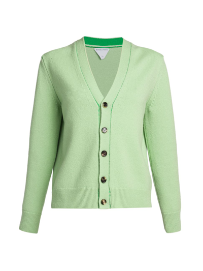 Shop Bottega Veneta Women's Parakeet-stitch Cardigan In Pistachio