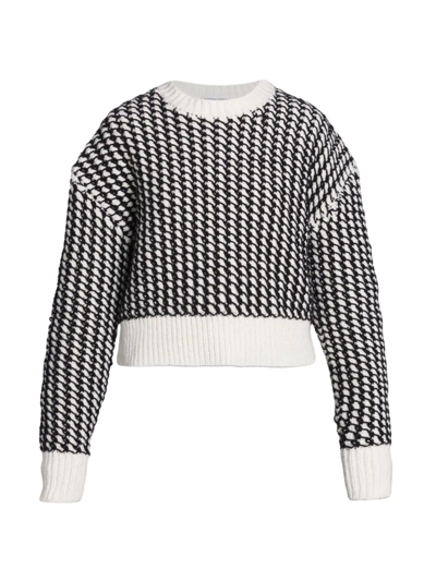 Shop Bottega Veneta Women's Textured-knit Sweater In Chalk Black