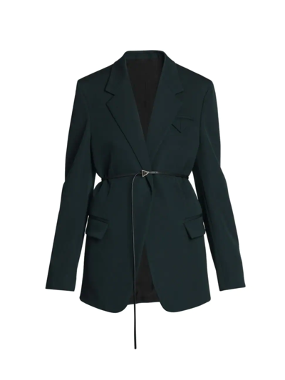 Shop Bottega Veneta Women's Grain De Poudre Belted Jacket In Inkwell