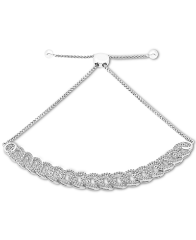 Wrapped Diamond Large Link Bolo Bracelet (1/2 Ct. T.w.) In Sterling Silver Or 14k Gold-plated Sterling Silve In Sterling Silver