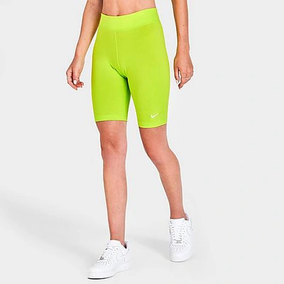 Shop Nike Women's Sportswear Essential Bike Shorts In Atomic Green/white