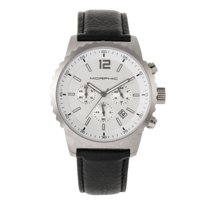 Shop Morphic M67 Series Chronograph Silver Dial Mens Watch 6701 In Black / Silver