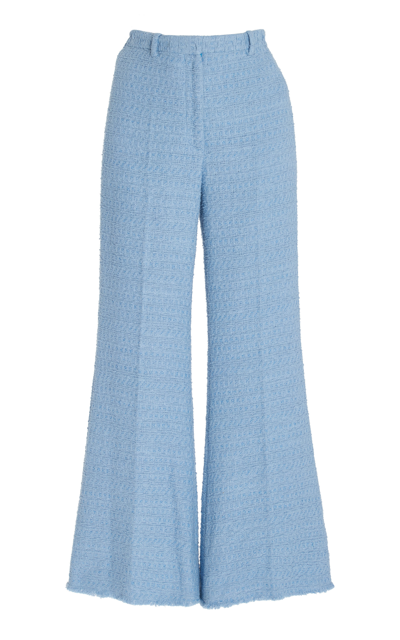 Shop Oscar De La Renta Tweed Flared Pants In Blue