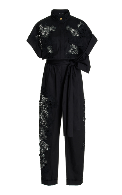 Oscar De La Renta Women's Guipure Lace & Cotton Short-sleeve Jumpsuit In  Black | ModeSens