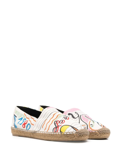 Saint Laurent Printed Flat Espadrilles In Neutrals