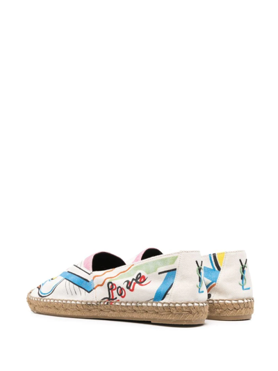 Saint Laurent Printed Flat Espadrilles In Neutrals