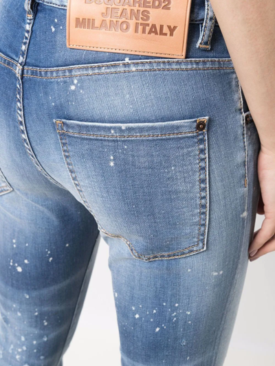 Dsquared2 Cropped Distressed-effect Skinny Jeans In Blue