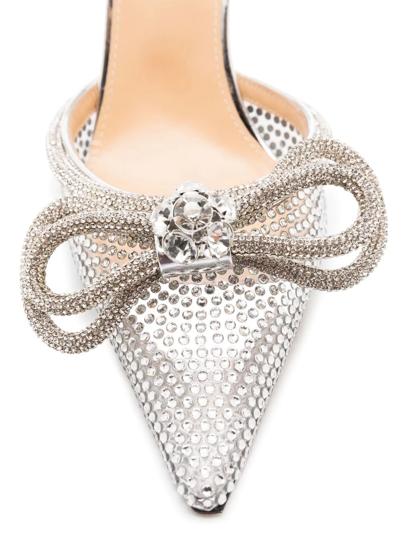 Mach&mach Double Bow Crystallised Pvc Heels In Silver