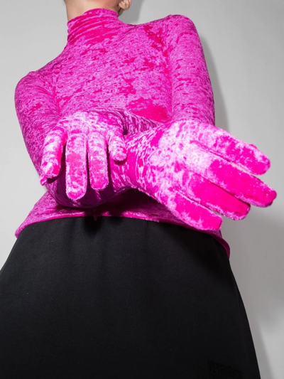 Shop Vetements Gloved Velvet Top In Pink