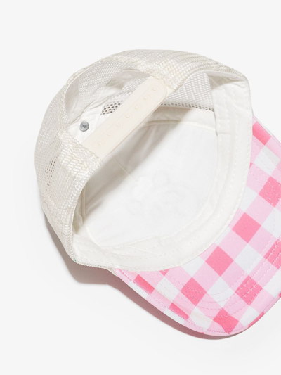 Shop Mini Rodini Panda Gingham Baseball Cap In Neutrals