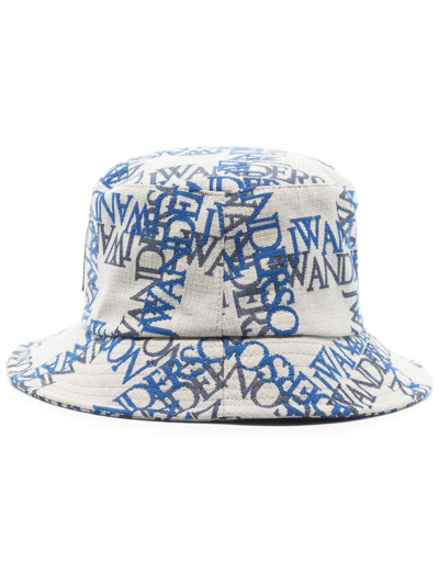 Shop Jw Anderson Logo-jacquard Bucket Hat In Blue