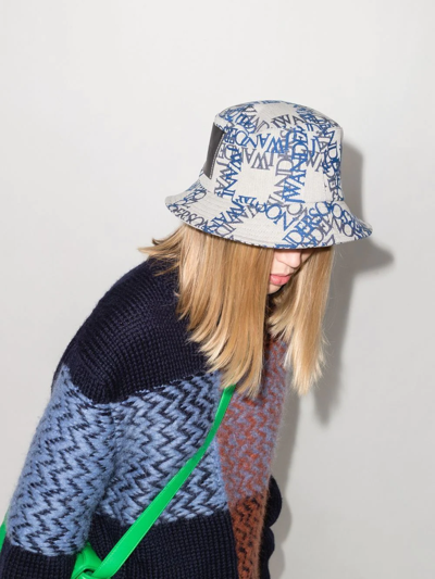 Jw Anderson Logo-jacquard Bucket Hat In Blue