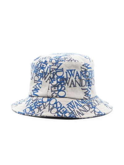 Jw Anderson Logo-jacquard Bucket Hat In Blue