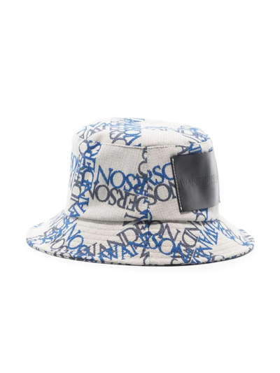 Shop Jw Anderson Logo-jacquard Bucket Hat In Blue
