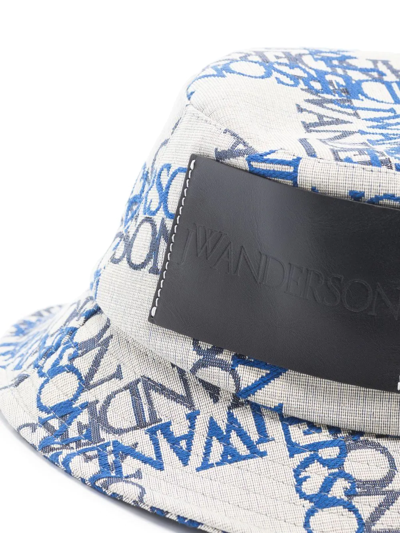 Jw Anderson Logo-jacquard Bucket Hat In Blue