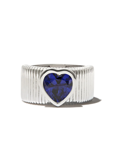 Shop Kamushki Chunky Quartz Heart Ring In Silver