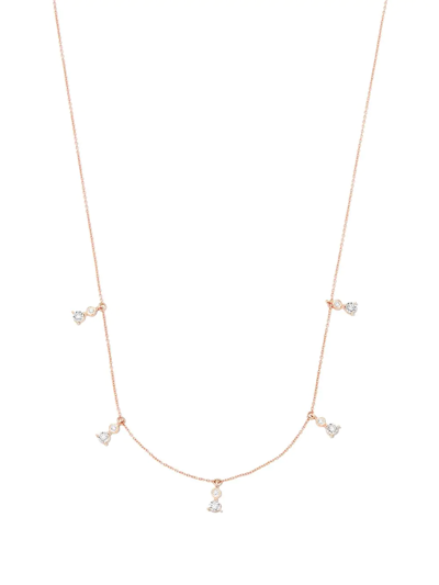 Dana Rebecca Designs 14k Rose Gold Ava Bea Dew Drop Station Diamond Necklace In Pink