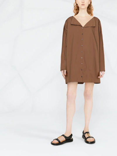 Shop Totême Boat-neck Organic Cotton Dress In Brown