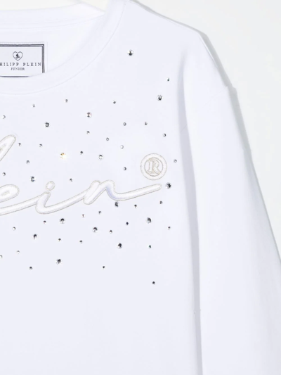 Shop Philipp Plein Junior Teen Logo-embroidered Sweatshirt In White