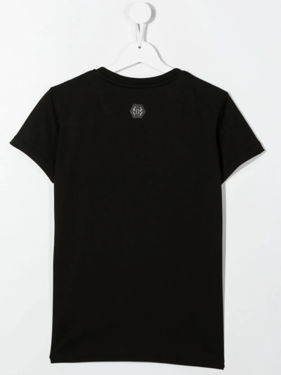 Philipp Plein Junior Teen Crystal Logo-embellished T-shirt In Black