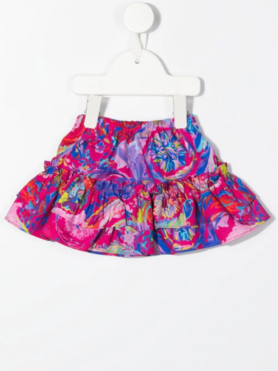 Shop Versace Kaleidoscope Tiered Skirt In Pink