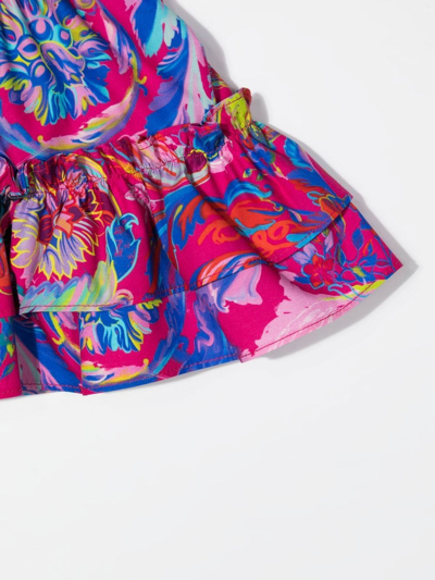 Shop Versace Kaleidoscope Tiered Skirt In Pink