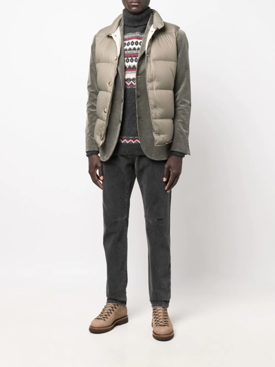 Brunello Cucinelli Green Roll Neck Intarsia-knit Jumper In Green