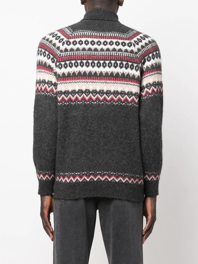 Brunello Cucinelli Green Roll Neck Intarsia-knit Jumper In Green