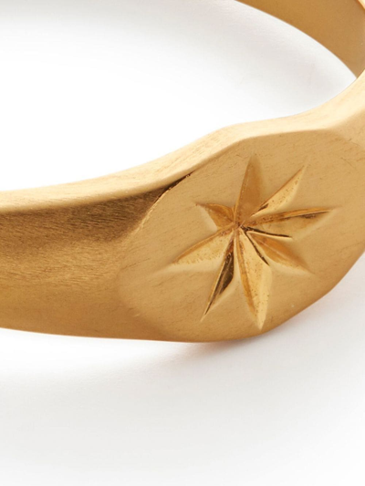 Monica Vinader Gold Plated Vermeil Silver Guiding Star Signet Ring In Gold