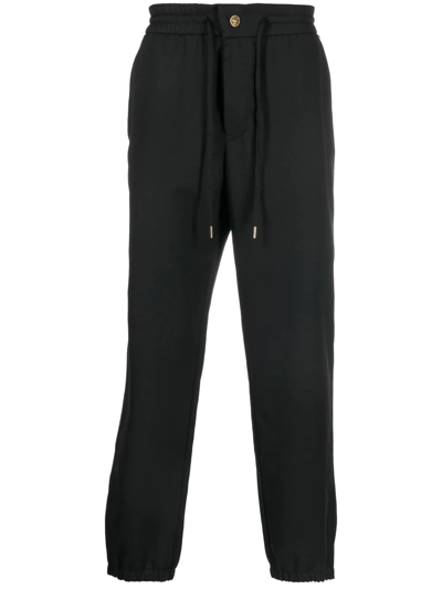 Shop Versace Jeans Couture Logo-patch Cotton Track-pants In Black