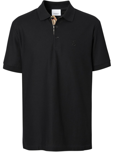 Shop Burberry Monogram Cotton Piqué Polo Shirt In Black