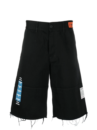 Shop Heron Preston Logo-patch Knee-length Shorts In Black