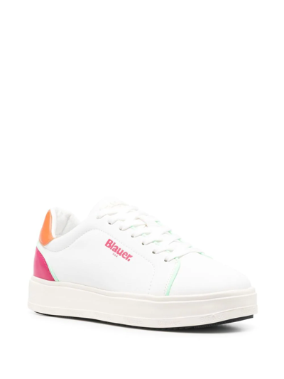 Shop Blauer Logo-print Low-top Sneakers In White