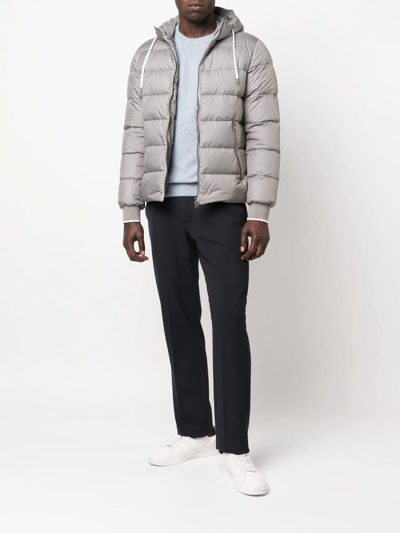 Shop Herno Padded Hooded Jacket In Grey
