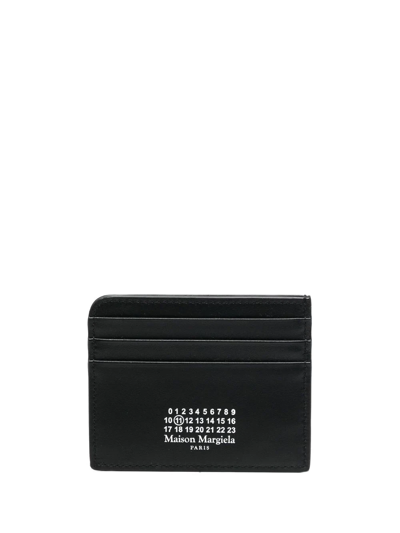 Black Leather Card Holder In Multi-colored