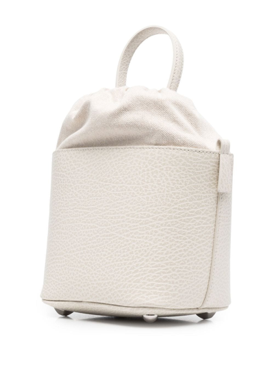 Maison Margiela Chalk Leather And Canvas Mini 5ac Bucket Bag In Neutrals