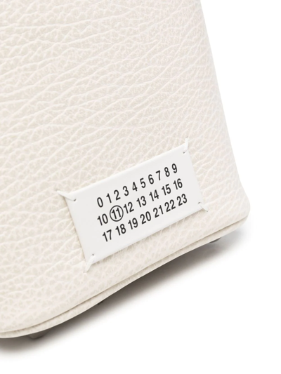Maison Margiela Chalk Leather And Canvas Mini 5ac Bucket Bag In Neutrals