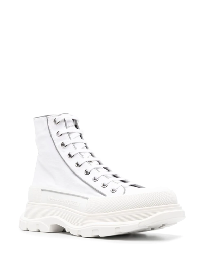 Shop Alexander Mcqueen Round Toe Boots In White