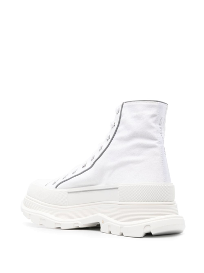 Shop Alexander Mcqueen Round Toe Boots In White