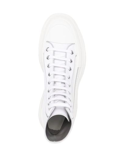 Shop Alexander Mcqueen Round Toe Boots In White