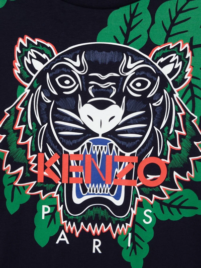 Shop Kenzo Tiger-print Long-sleeve T-shirt In Blue
