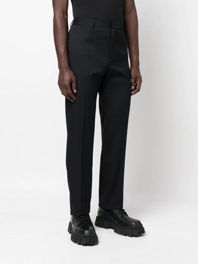 Shop Valentino Straight-leg Tailored Trousers In Blue