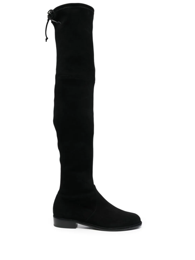 Shop Stuart Weitzman Thigh-high Low-heel Boots In Black