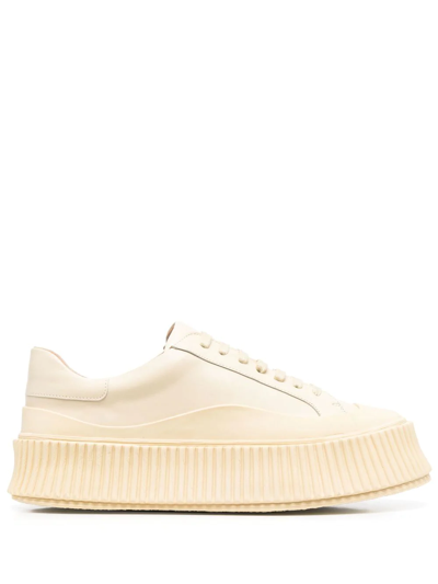 Shop Jil Sander Panelled Low-top Leather Sneakers In Neutrals