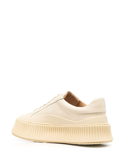 Shop Jil Sander Panelled Low-top Leather Sneakers In Neutrals